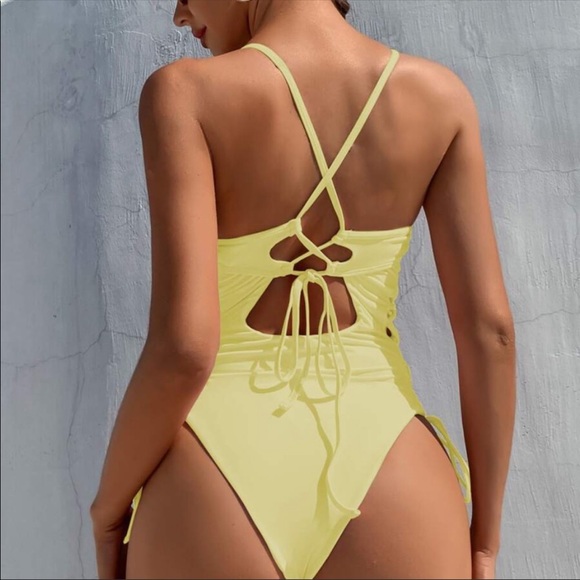 Sexy cutout one piece monokini tie spring pink - Picture 4 of 16